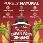 Nutrivein Korean Red Panax Ginseng 1600mg – Extra Strength Formula – 180 Capsules – Boost Energy, Mental Focus & Immune Health Naturally