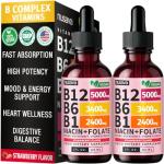 (2 Pack) Vitamin B12 and B6 Liquid Drops, B12 Sublingual Vitamin B Complex - B 12 Vitamin 5000mcg - B12 Methylcobalamin for Energy, Brain, and Heart Support with 27,200 mcg, Strawberry, 80 Servings