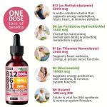 (2 Pack) Vitamin B12 and B6 Liquid Drops, B12 Sublingual Vitamin B Complex - B 12 Vitamin 5000mcg - B12 Methylcobalamin for Energy, Brain, and Heart Support with 27,200 mcg, Strawberry, 80 Servings