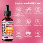 (2 Pack) Vitamin B12 and B6 Liquid Drops, B12 Sublingual Vitamin B Complex - B 12 Vitamin 5000mcg - B12 Methylcobalamin for Energy, Brain, and Heart Support with 27,200 mcg, Strawberry, 80 Servings