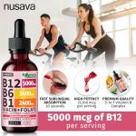 (2 Pack) Vitamin B12 and B6 Liquid Drops, B12 Sublingual Vitamin B Complex - B 12 Vitamin 5000mcg - B12 Methylcobalamin for Energy, Brain, and Heart Support with 27,200 mcg, Strawberry, 80 Servings
