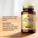 Solgar Vitamin E 67 mg (100 IU) - 100 Softgels, Pack of 2 - Antioxidant Support - Gluten & Dairy Free - 200 Total Servings