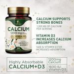 Calcium 1200 mg with Vitamin D3 - Bone Health Supplement, Vitamin D & Calcium Supplements for Women & Men - Bone Strength, Teeth & Immune Support, Nature's Calcium Pills, Bottled in USA - 240 Tablets