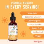 MaryRuth Organics USDA Organic Vitamin D Drops | Vitamin D3 Liquid | Sugar Free | Liquid Vitamin D Drops Immune Support for Infants & Toddlers | VIT D3 | Gluten Free | Non-GMO | 90-150 Servings
