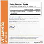 ForestLeaf Vitamin D3 50,000 IU | VIT D - Kosher VIT D3 Vitamin D Supplement for Women and Men | Bone Health, Teeth, Immune Support | Weekly Dose, 2-Year Supply, 120 Caps