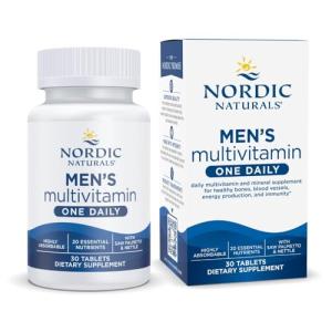 Nordic Naturals Men’s Multivitamin One Daily - Bone, Energy, & Blood-Vessel Support - Immunity Supplement - 20 Essential Nutrients - 30 Tablets - 30 Servings