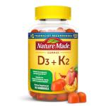 Nature Made Vitamin D3 K2 Gummies, Vitamin D 5000 IU Per Serving for Bone, Teeth, Muscle and Immune Support, 50 Gummy Vitamins, 25 Day Supply