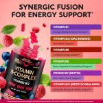 Vitamin B-Complex Gummies for Women & Men - Vitamin B12, B1, B2, B3, B5, B6, B7 & B9 - B Complex with Vitamin C & Choline - Energy, Brain & Mood - Natural Berry Flavor, Vegan - 60 Gummies for 2 Months