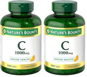 Nature's Bounty Vitamin C 1000mg, Supports Immune and Antioxidant Health, Vitamin C Supplement, 1 Per Day, 300 Vegetarian Caplets (Pack of 2)