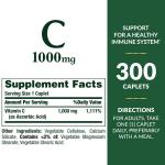 Nature's Bounty Vitamin C 1000mg, Supports Immune and Antioxidant Health, Vitamin C Supplement, 1 Per Day, 300 Vegetarian Caplets (Pack of 2)