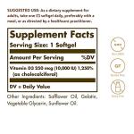 Solgar Vitamin D3 Cholecalciferol 250 MCG 10000 IU Softgels Helps Maintain Healthy Bones Teeth Immune System Support Non-GMO Gluten, Dairy Free Servings, 180 Count