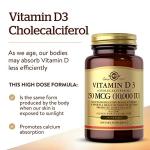 Solgar Vitamin D3 Cholecalciferol 250 MCG 10000 IU Softgels Helps Maintain Healthy Bones Teeth Immune System Support Non-GMO Gluten, Dairy Free Servings, 180 Count