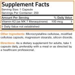 Bronson Vitamin K2 as MK-7 Menaquinone 100 mcg Non-GMO, 250 Capsules
