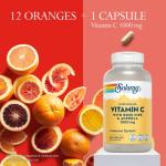 SOLARAY Vitamin C 1000mg - Time Release Vitamin C Capsules w/Rose HIPS and Acerola for Bioflavonoid Support - Two-Stage, All-Day Immune Support - Vegan, 60 Day Guarantee, 250 Servings, 250 VegCaps