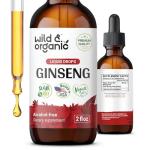 Wild & Organic Korean Red Ginseng Extract Drops - Panax Ginseng Supplement for Immune Support - Liquid Root Tincture for Overall Well-Being - Vegan, Sugar & Alcohol-Free - 2 fl oz