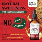 Wild & Organic Korean Red Ginseng Extract Drops - Panax Ginseng Supplement for Immune Support - Liquid Root Tincture for Overall Well-Being - Vegan, Sugar & Alcohol-Free - 2 fl oz