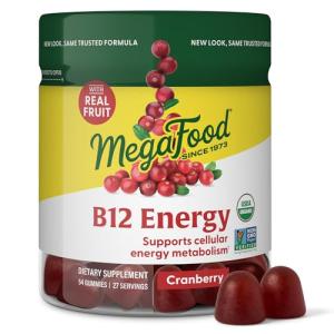 ​MegaFood Vitamin B12 Energy Gummies - Vegan - With Methyl B12 Vitamins to Support Cellular Energy Production - Cranberry - Daily Vitamin B12 Supplement - USDA Organic - 70 Gummies, 35 Servings