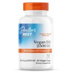 Doctors Best Vegan D3 2500 IU (Vitashine), Plant Sourced Vitamin D3, Non-GMO, Gluten Free, Soy Free, Vegan 60 Veggie Caps