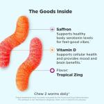 OLLY Hello Happy Gummy Worms, Mood Balance Support, Vitamin D, Saffron, Adult Chewable Supplement, Gluten Free, Tropical Zing - 90 Count