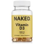 Naked Vitamin D3 5000 IU – High Potency Vitamin D Supplement for Immune Support, Bone Strength, Muscle Function – 200 Vitamin D Softgels