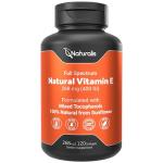 Naturalis Sunflower Vitamin E 268mg (400 IU) with Mixed Tocopherols | Essential Skin Vitamin & Immune Support | Non-GMO, Soy & Gluten Free | 120 Softgels