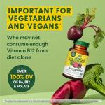 MegaFood Vegan Vitamin B12 with Vitamin B6, B12 and Folic Acid Supplements for Women and Men Supports Cellular Energy Metabolism, Nervous System Health & Cardiovascular Function - 30 Mini Tablets