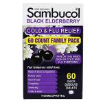 Sambucol Cold and Flu Relief Tablets - Homeopathic Cold Medicine, Cold Remedy for Adults, Black Elderberry for Colds, Zinc Cold Remedy - 60 Count