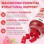 Calcium Gummies 1000mg with Vitamin D3 K2 & B12 Complex, High Absorption Potassium, Calcium Magnesium Zinc Supplement for Bone, Muscle, Mood and Immunity Support, Raspberry Flavor, 120 Count ﻿
