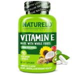 NATURELO Vitamin E Capsules 180 mg - 90 Vegan Capsules | Supports Skin, Hair, and Nails | Immune and Eye Health | Natural Mixed Tocopherols & Whole Foods | Non-GMO, Dry Vitamin E