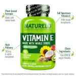 NATURELO Vitamin E Capsules 180 mg - 90 Vegan Capsules | Supports Skin, Hair, and Nails | Immune and Eye Health | Natural Mixed Tocopherols & Whole Foods | Non-GMO, Dry Vitamin E