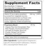 NATURELO Vitamin E Capsules 180 mg - 90 Vegan Capsules | Supports Skin, Hair, and Nails | Immune and Eye Health | Natural Mixed Tocopherols & Whole Foods | Non-GMO, Dry Vitamin E