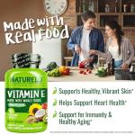 NATURELO Vitamin E Capsules 180 mg - 90 Vegan Capsules | Supports Skin, Hair, and Nails | Immune and Eye Health | Natural Mixed Tocopherols & Whole Foods | Non-GMO, Dry Vitamin E