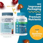 SmartyPants Multivitamin for Men, Organic Gummies: Probiotics, CoQ10, Methylfolate, Omega 3 (ALA), Vitamin D3, C, Vitamin B12, B6, A, K & Zinc for Immune Support, Biotin, 120 Gummies (30 Day Supply)