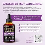 Venture Pal Vitamin B Complex Liquid Drops, B12 Methylcobalamin | B9 Folic | B1,B2,B3,B5,B6,B7 - Vitamin C, Choline, Inositol, Immune & Energy Metabolism, Brain & Heart Support