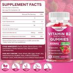 GGMMUU Vitamin B2 Gummies Riboflavin 400mg Supplement with Magnesium for Kids & Adults B2 Gummies for Migra*ne Relief, Nervous System Support & Skin Health, Sugar-Free, Raspberry Flavor, 60 Count
