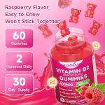 GGMMUU Vitamin B2 Gummies Riboflavin 400mg Supplement with Magnesium for Kids & Adults B2 Gummies for Migra*ne Relief, Nervous System Support & Skin Health, Sugar-Free, Raspberry Flavor, 60 Count