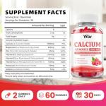 Calcium Gummies 1000mg with Vitamin D3 K2 & B12 Complex, High Absorption Potassium, Calcium Magnesium Zinc Supplement for Bone, Muscle, Mood and Immunity Support, Raspberry Flavor, 120 Count ﻿