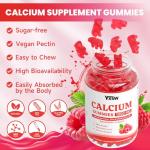 Calcium Gummies 1000mg with Vitamin D3 K2 & B12 Complex, High Absorption Potassium, Calcium Magnesium Zinc Supplement for Bone, Muscle, Mood and Immunity Support, Raspberry Flavor, 120 Count ﻿