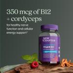 New Chapter® Organic Vitamin B12+ Gummies – 47% Less Sugar§, USDA Organic Vegan B12, Two Daily Gummies for Cellular Energy Support with Cordyceps, Non-GMO, Gluten Free, Raspberry Flavored, 60ct