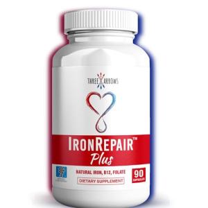 Iron Repair Plus Natural Iron Supplement, Best Absorption Gentle on Stomach, Monash Low FODMAP, Raise Hemoglobin & Ferritin for Women, Teens & Pregnancy Methylated B-12 & Folate, 90 Gelatin Capsules