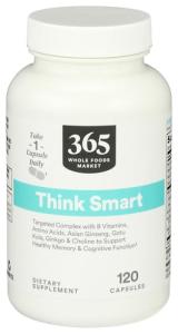 365 by Whole Foods Market, Think Smart with B Vitamins, Amino Acids, Ginkgo, Asian Ginseng, Gotu Kola, & Choline, 120 Capsules