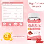 YZQ WAIDE Calcium Citrate Gummies 1200mg with Vitamin D3 + K2, Magnesium, Zinc, Chewable Calcium Supplement for Women & Men, Bone Healthy, Sugar Free, Non-GMO, Gluten Free, Strawberry Flavor 60 Count