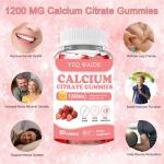 YZQ WAIDE Calcium Citrate Gummies 1200mg with Vitamin D3 + K2, Magnesium, Zinc, Chewable Calcium Supplement for Women & Men, Bone Healthy, Sugar Free, Non-GMO, Gluten Free, Strawberry Flavor 60 Count