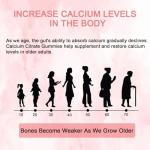 YZQ WAIDE Calcium Citrate Gummies 1200mg with Vitamin D3 + K2, Magnesium, Zinc, Chewable Calcium Supplement for Women & Men, Bone Healthy, Sugar Free, Non-GMO, Gluten Free, Strawberry Flavor 60 Count