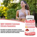 YZQ WAIDE Calcium Citrate Gummies 1200mg with Vitamin D3 + K2, Magnesium, Zinc, Chewable Calcium Supplement for Women & Men, Bone Healthy, Sugar Free, Non-GMO, Gluten Free, Strawberry Flavor 60 Count