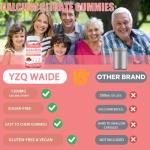 YZQ WAIDE Calcium Citrate Gummies 1200mg with Vitamin D3 + K2, Magnesium, Zinc, Chewable Calcium Supplement for Women & Men, Bone Healthy, Sugar Free, Non-GMO, Gluten Free, Strawberry Flavor 60 Count