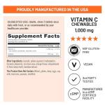 NatureWise Extra Strength Vitamin C Chewable 1000mg for Adults - Natural Orange Flavor - Immune System & Antioxidant Support - Non-GMO, Vegan & Sugar Free - 90 Chewable Tablets[45-Day Supply]