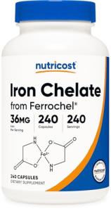 Nutricost Chelated Iron, As Ferrochel, 36mg, 240 Capsules