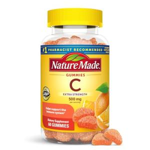 Nature Made Extra Strength Dosage Vitamin C 500 mg per serving, Dietary Supplement, Vitamin C Gummies for Immune Support, 60 Gummies, 30 Day Supply