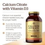 Solgar Calcium Citrate with Vitamin D3, 240 Tablets - Promotes Healthy Bones & Teeth, Supports Musculoskeletal & Nervous Systems - Non-GMO, Gluten-Free, Dairy Free, Kosher - 60 Servings